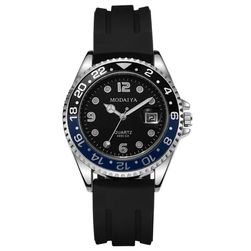 Men s Trendy Casual Quartz Watch with Silicone Strap and Luminous Hands чёрный