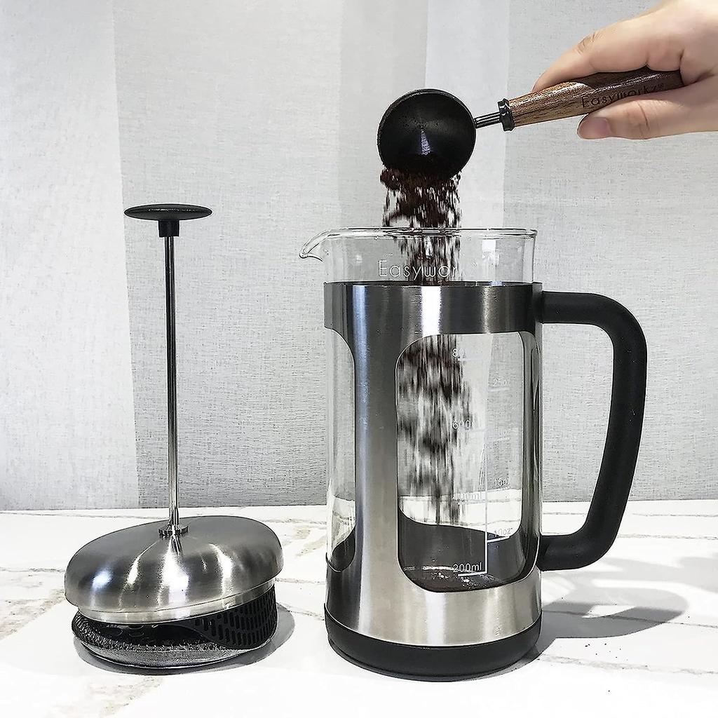 Odměrka na kávu Easyworkz Retro z nerezové oceli 10g s rukojetí z černého ořechového dřeva [Gunmetal]