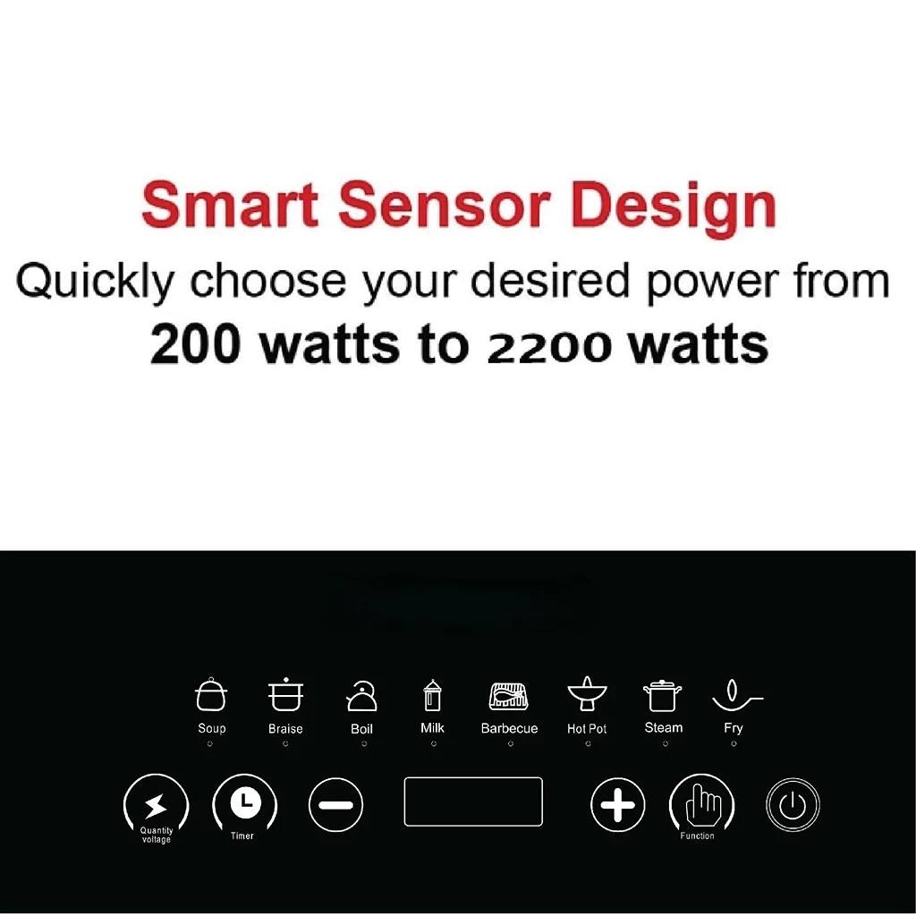 Fornello Elettrico Impermeabile Ultra Sottile da 2000W Pannello di Controllo Touch Touch Screen Fornello a Induzione