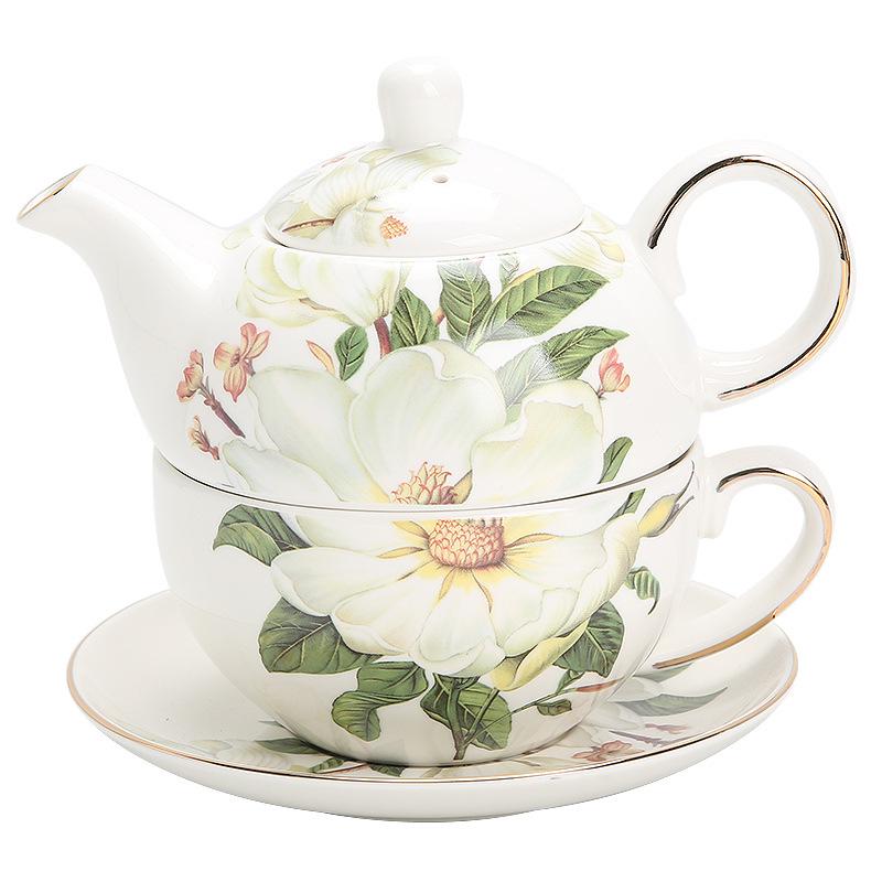 Mother-Child Ceramic Tea Set: Upgraded Pot & Cup with Floral Design