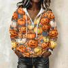Women's Long Sleeve Halloween Print Pullover Hoodie with Drawstring Hood