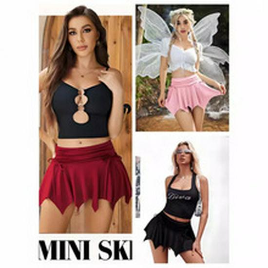 Stylish High-Waist Irregular Tie Slit Skirt