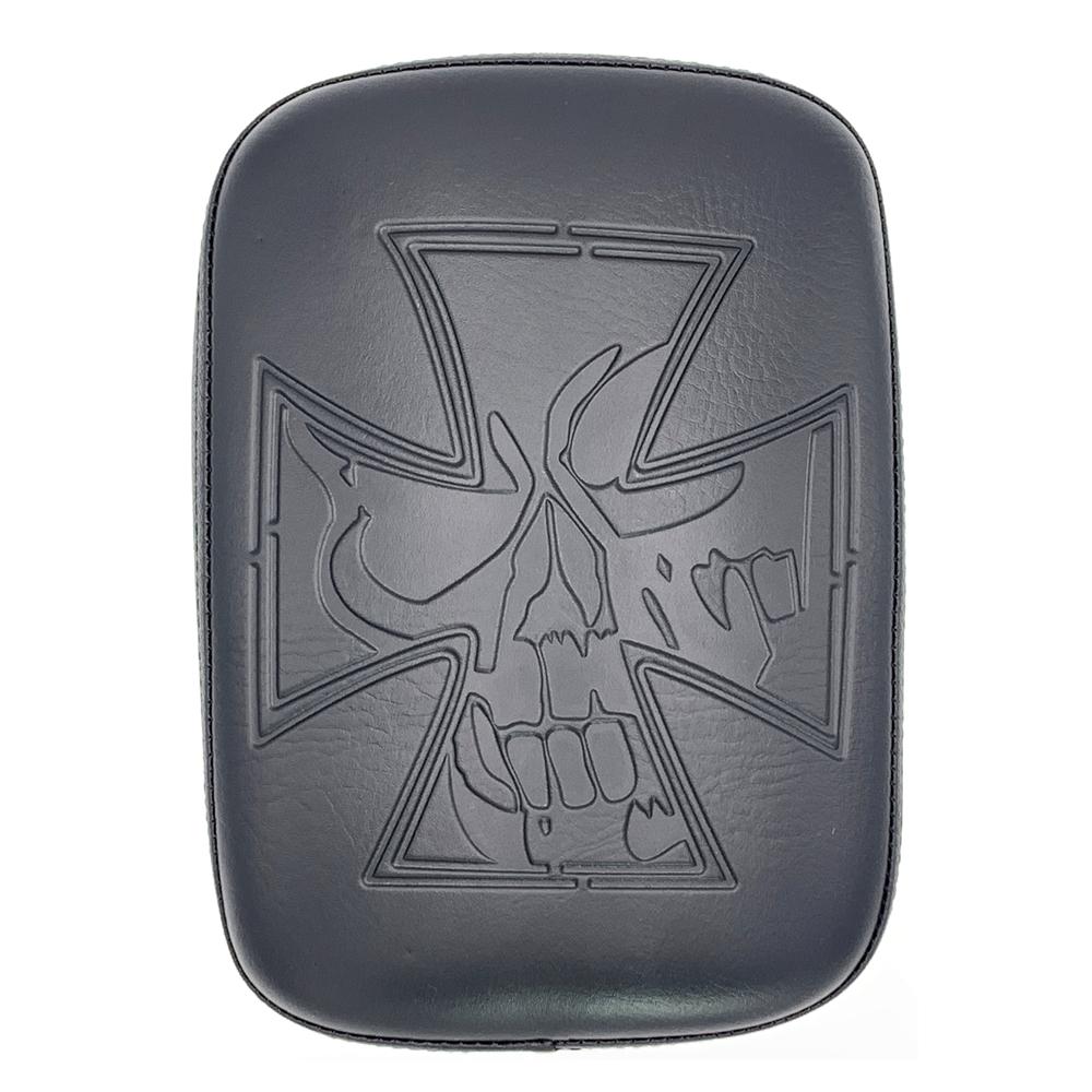 Für Harley Dyna Sportster Touring Cruiser Chopper Custom PU Leder Rechteck Hinten Sozius Beifahrer Pad Sitz 8 Saugnäpfe