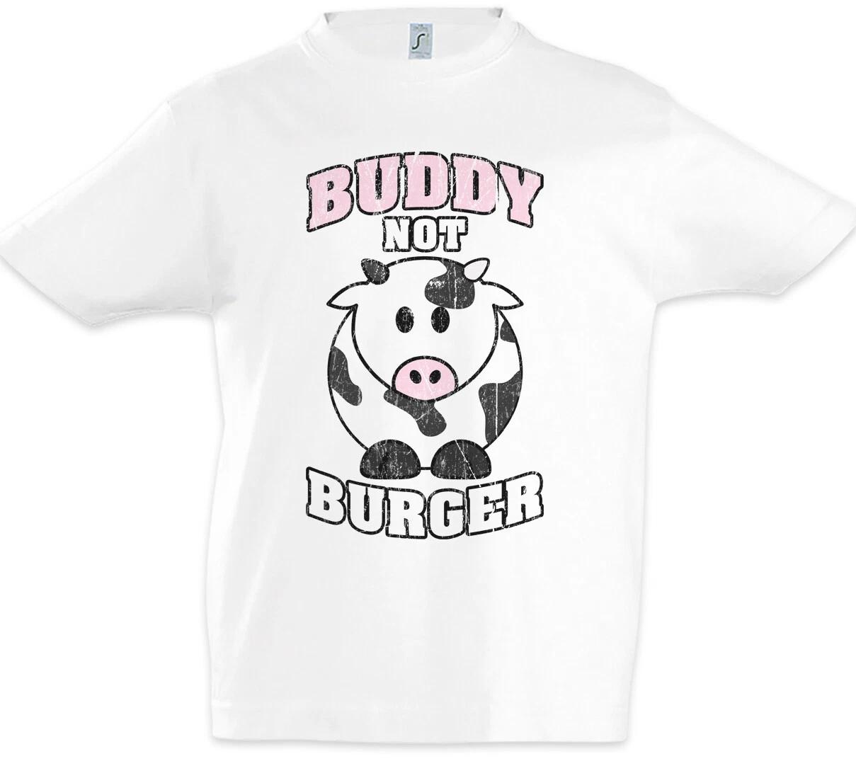 Buddy Not Burger Kids Boys kids boys T-Shirt Vegan Vegetarian Animal Welfare Fun Cow 160