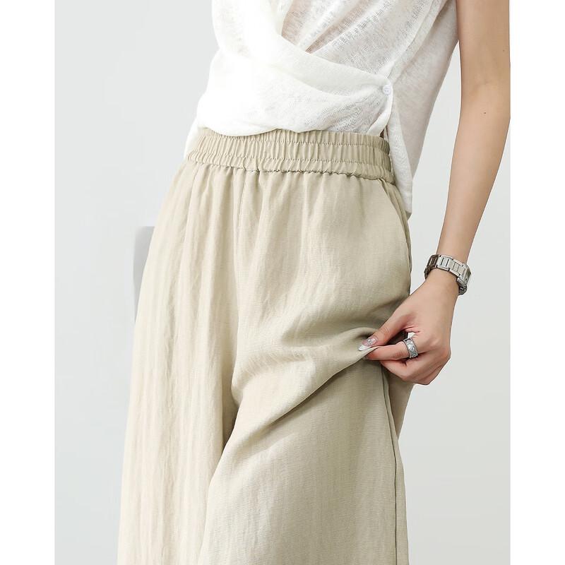 Demana Women's Tencel Linen Breathable Wide-Leg Capris