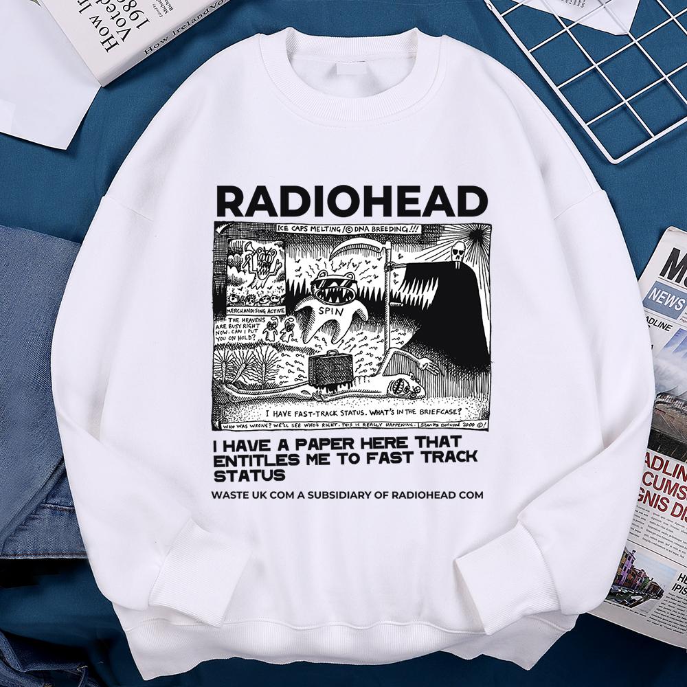 

Смешная одежда с принтом Radiohead для мужчин и женщин, хип-хоп, свободное худи, винтажный пуловер, толстовка, осенний флис, флисовый пуловер, для пары XXL белый
