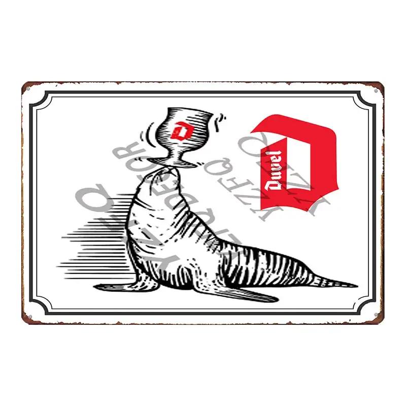 Belgian Beer Chouffe Duvel Metal Tin Sign Plate Wall Pub Kitchen Restaurant Home Art Decor Vintage Iron Poster  DU-2000