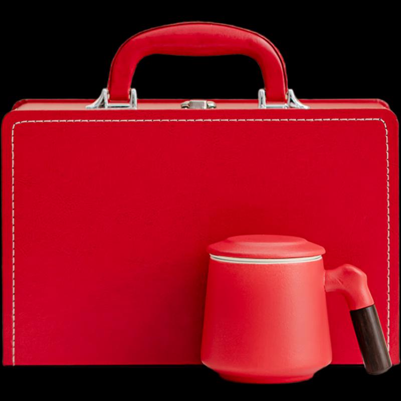 Red Ceramic Office Mug Corporate Gift Set