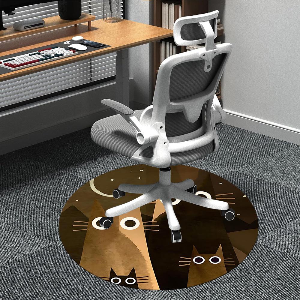 1PCNight Cats Office Round Area Rug,  Mat Suitable For Office, Under Office Chairs Bedroom Living Room Home Decor, Room Deco