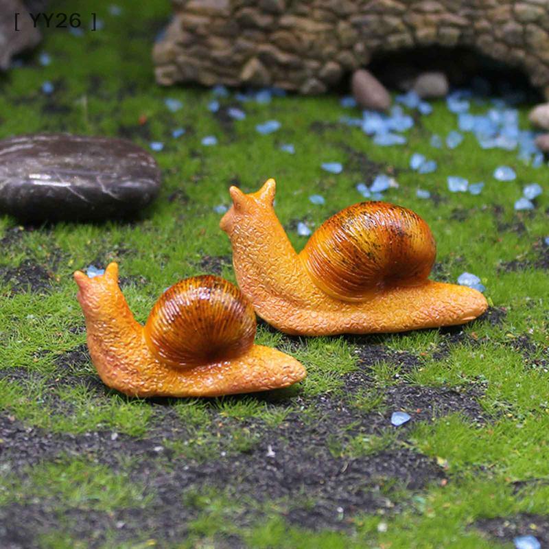 1/2Pcs Resin Snail Figurines Garden Miniature Ornaments DIY Terrarium Fairy Garden Accessories, Aquarium Landscape Decor