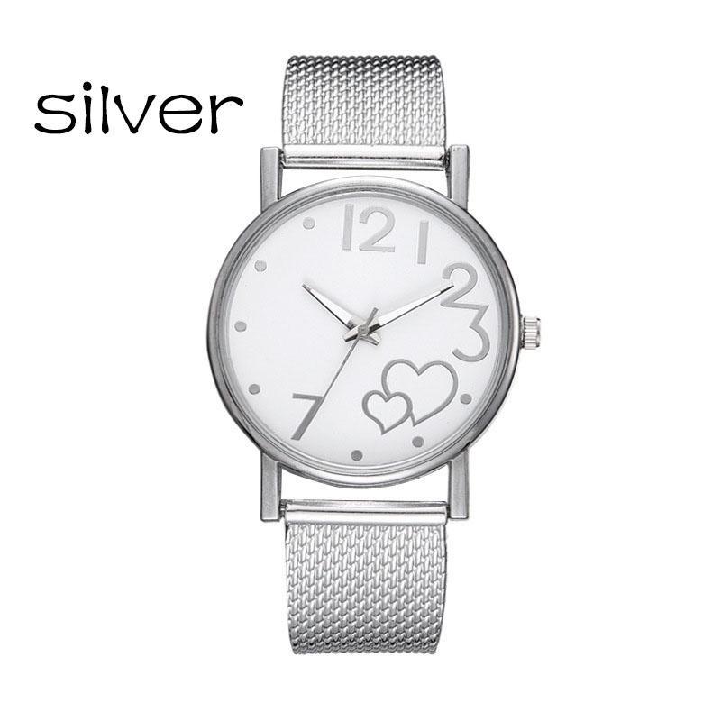 1PC Women s Fashion Simple Heart-shaped Watch Strap Pin Buckle Women s Clock Quartz Watch