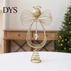 Holiday Seasonal Home Decor Angel Christmas Tree Topper, Gold Glitter Metal Wire Crown Decorative Accents Ornament for And Indoor Decorations