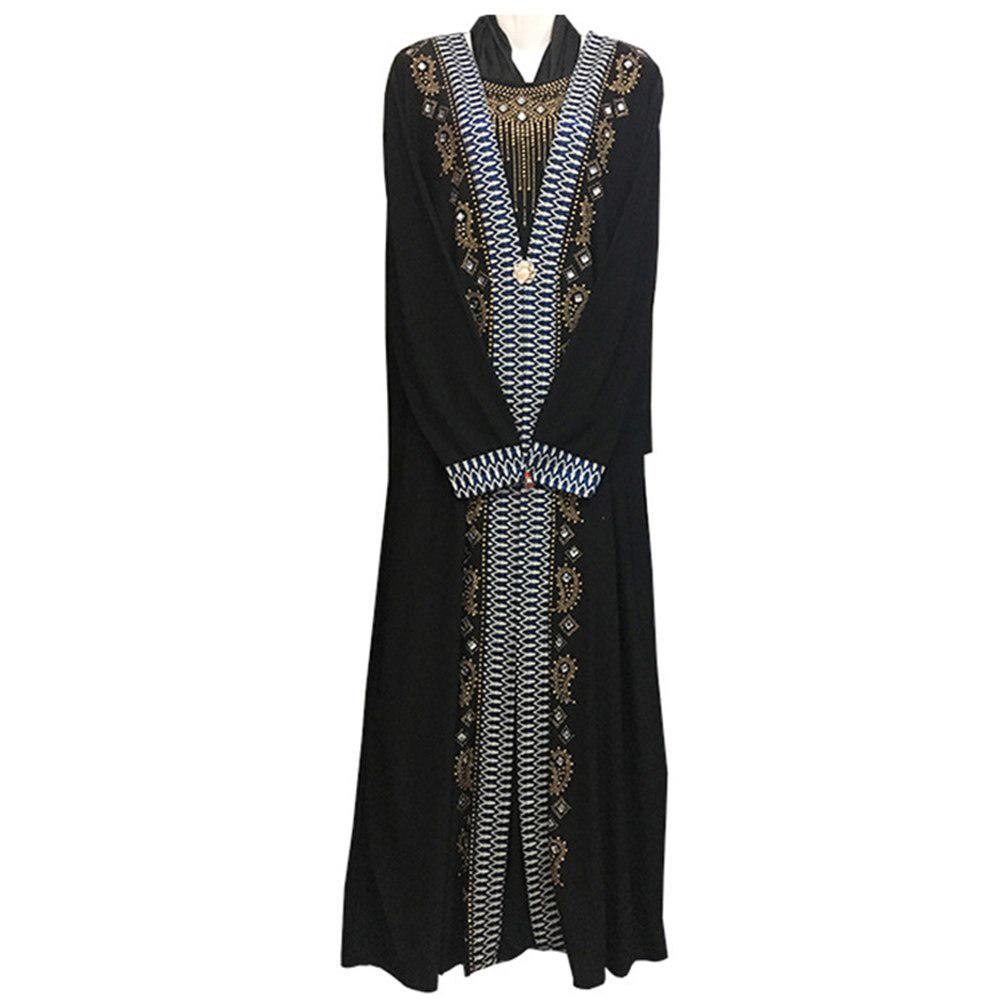 Muslim Long Sleeve Cardigan Tunic Embroidered Dress Robe Islamic Dress Garment  Maxi Dress Kaftan