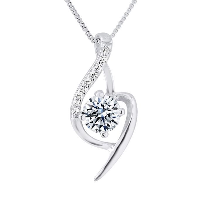 Collier Solitaire - LOVA LOLA VAN DER KEEN - Argent Massif 925 - Oxyde de Zirconium - 45 cm - Femme