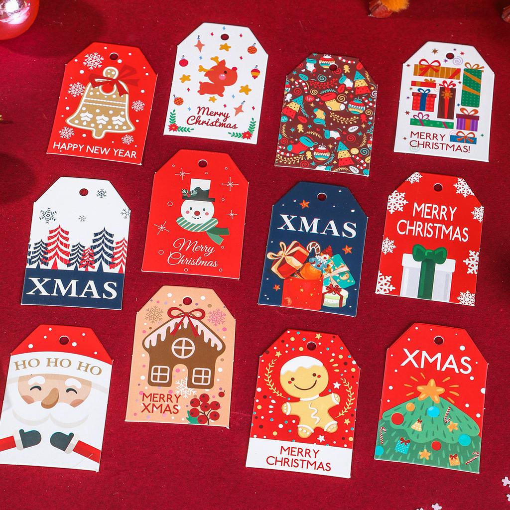 48PCS Merry Christmas Paper Tags 2025 Xmas Tree Hanging Label Navidad 2025 New Year Home Xmas Party Gifts Cards Set Decorations