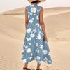Women's Summer Casual Fashion Flower Printed Sleeveless  Pocket Dress