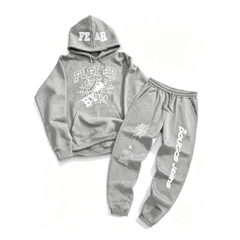 Men Fleece Lined 2‑Piece Tracksuit Winter Outfit Casual Hooded Long Sleeve Sweatshirt + Jogger Pants Set Warm Sports Male