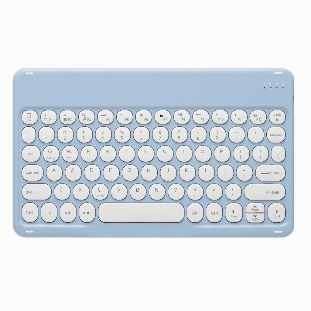 iPad Round Key Bluetooth Keyboard Leather Case with Pen Slot for Air/Pro/A16