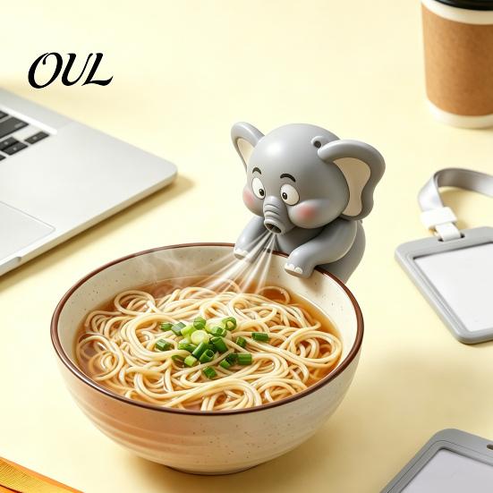 Compact Cooling Fan Clip-On Mini for Mug And Bowl Cooling, Cute Elephant Animal Coffee Travel Clip Chiller, Portable Desktop Beverage Blower, Hanging