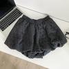 Women's Hip-Hugging A-Line Diamond Quilted Lantern Pants: Winter-Ready, Elastic Waist, Wide-Leg, Short Style