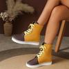 Plus-size Color-blocked Lace-up Martin Boots Women's New Round-toe Booties for Fall 2025