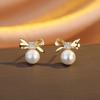 French Gold Bow Stud Earrings Women'S Design Earrings 2025 Earrings