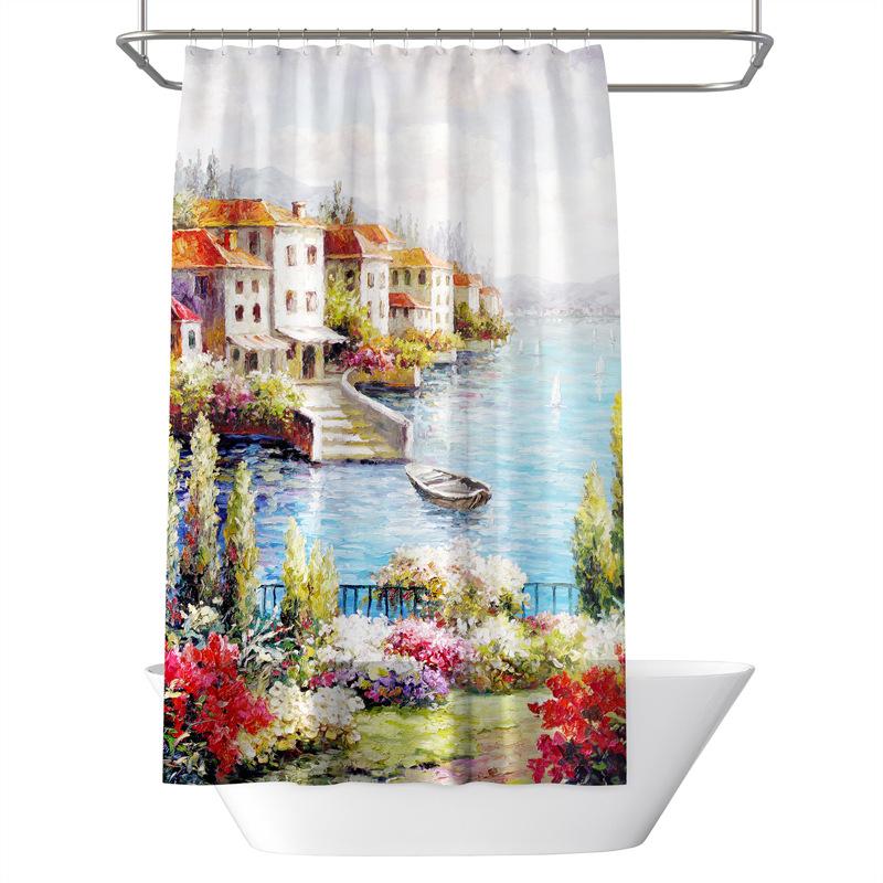 Bathroom Thickened Waterproof Curtain Mildew Proof Shower Curtain Shower Partition Curtain Shower Curtain Bathroom Curtain Free Perforation