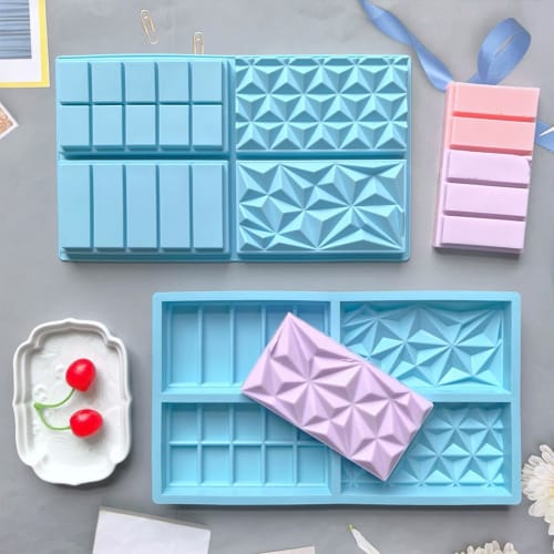 DEVENTORZ Chocolate Mold, Silicone Mold, Deep Chocolate Mold, Non-Stick Chocolate Mold, 4-Cavity Rectangular Chocolate Mold, Silicone Candy Bar Mold F