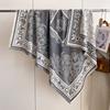 Fashionable Retro European-Style Flowery Large Square Scarf Double-Sided Women'S Imitation Cashmere Warm Scarf Simple And Versatile
