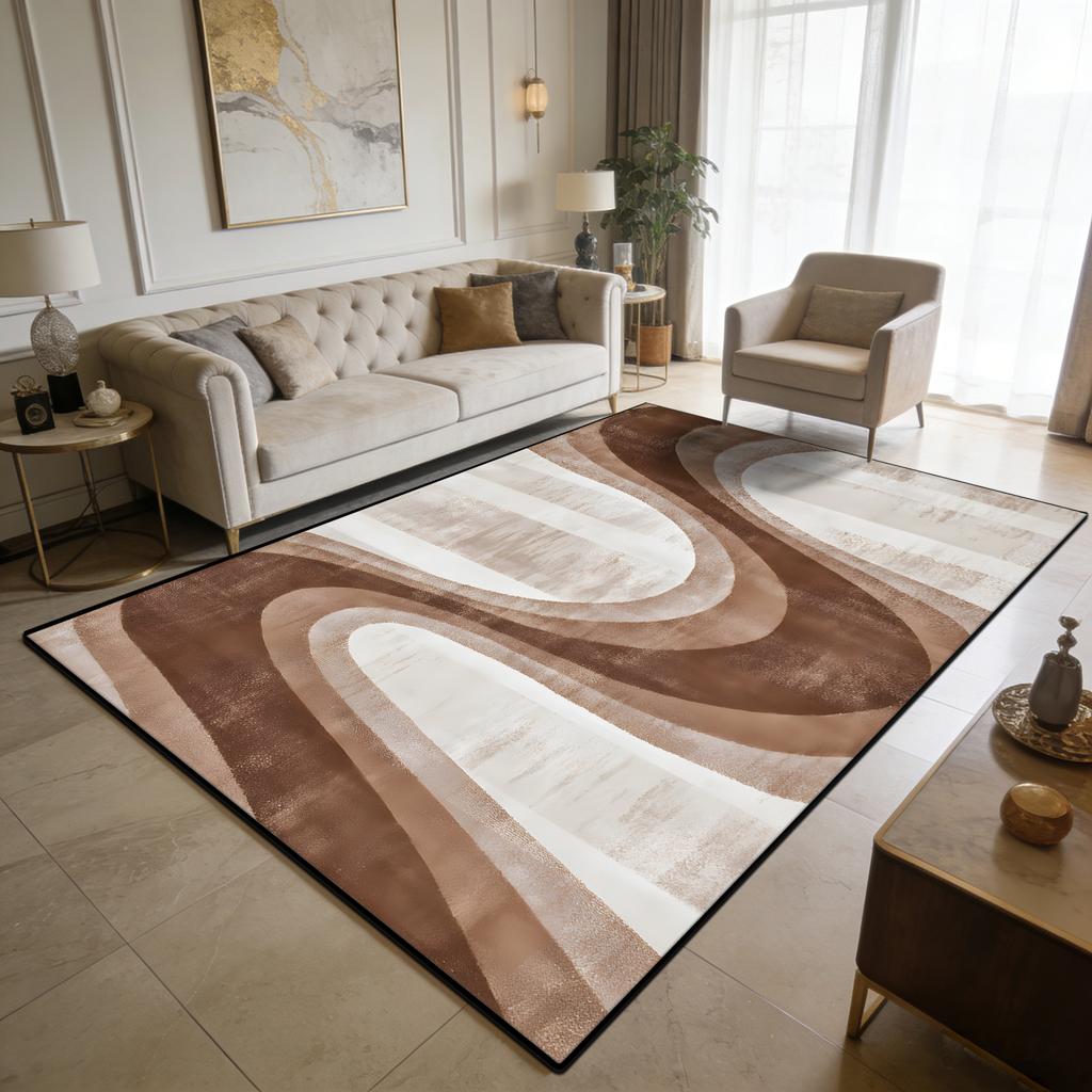 Modern Light Luxury Style Large Living Room Rugs Curve Art Decoration Home Machine Washable Carpet Bedroom Baby Crawling Mat