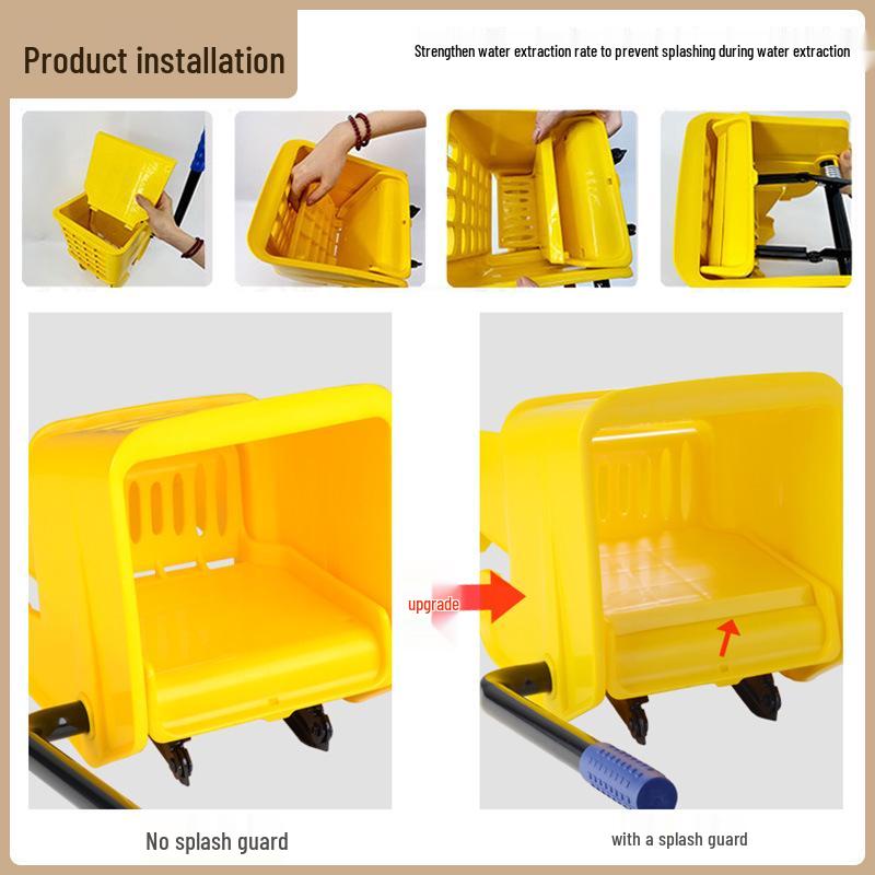 White Cloud Thickened Hands-Free Mop Bucket with Squeeze Water Extractor