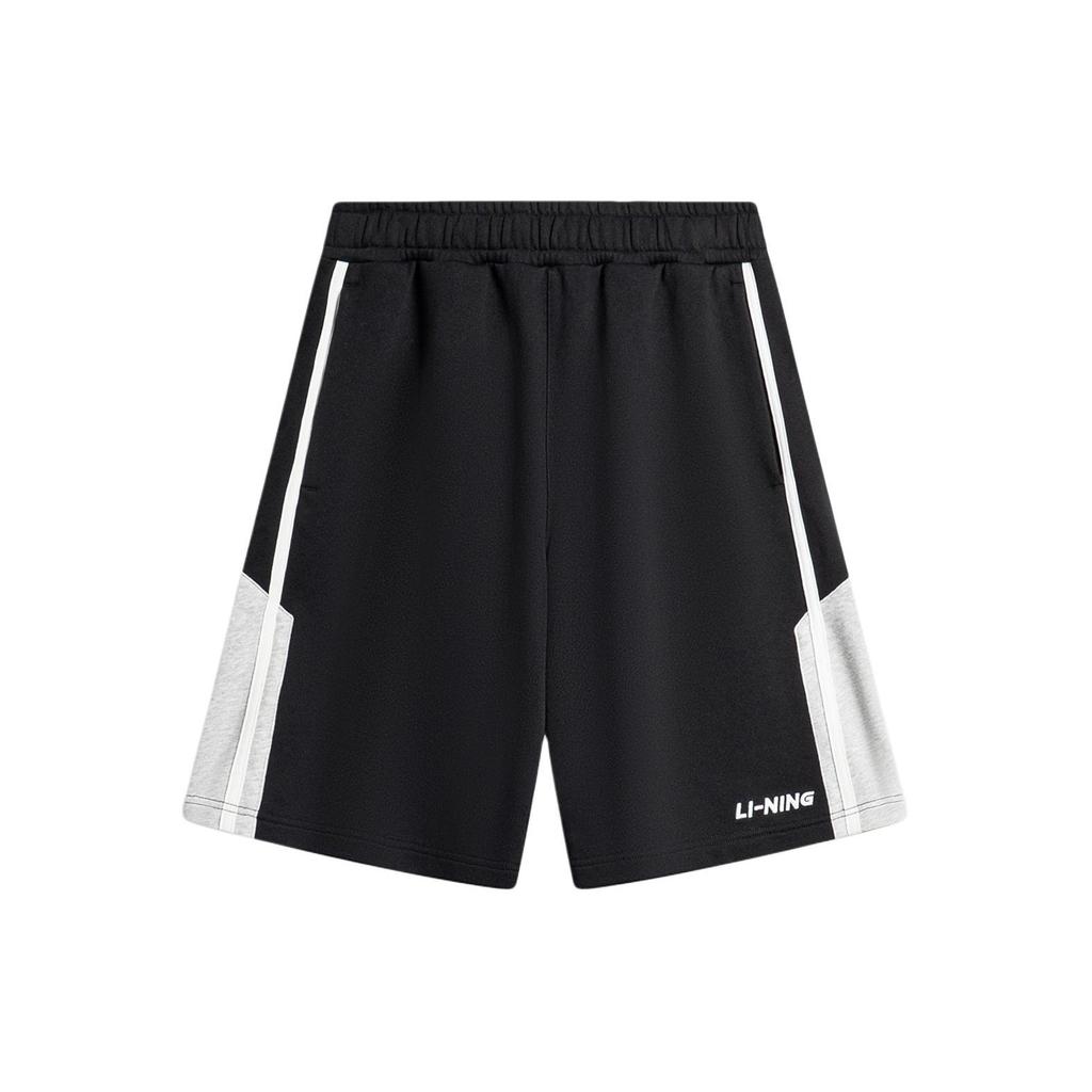 Li Ning Sports Fashion Series New Fun Retro Comfortable Soft Letter Embroidery Knitted Casual Shorts Men Shorts Black AKSU615-2