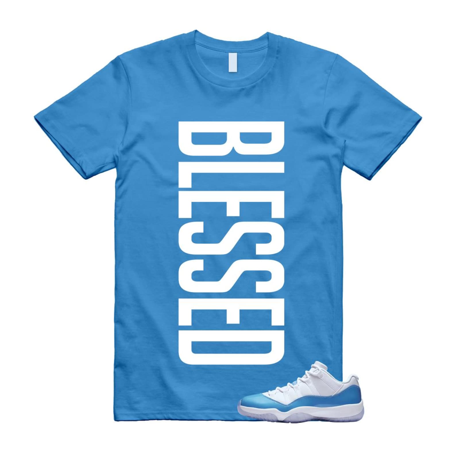 11 UNC University Blue White Low 2026 Футболка в тон VERTBLS 4XL