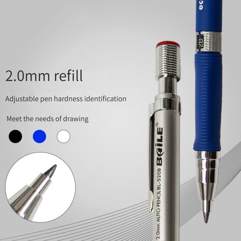 2.0mm Mechanical Pencil Set 2B Automatic Pencils with Black/Color Lead Refills For Draft Drawing, Writing, Crafting, Art Sketch