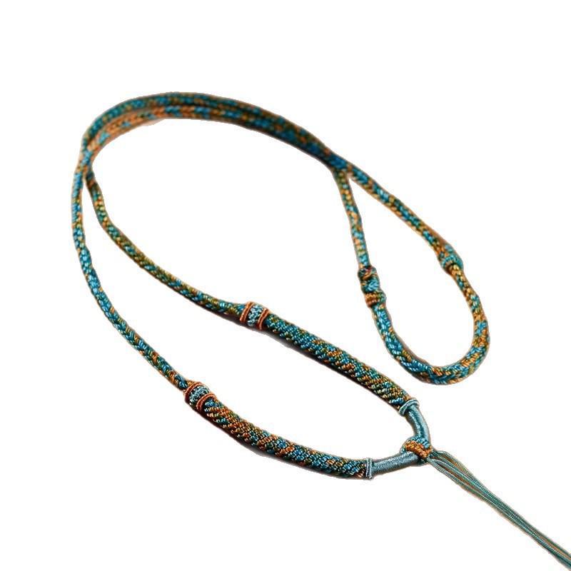 Hand-Woven Eight-Strand Unisex Necklace Rope for Pendants, Jade, Beeswax, Thangka