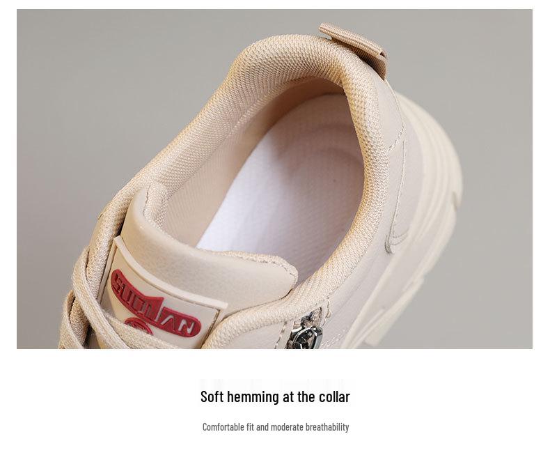 2025 Versatile White Sneakers: Breathable, High Thick Sole, Solid Color, Wear-Resistant Student Board Shoes for Spring, Summer, and Autumn.