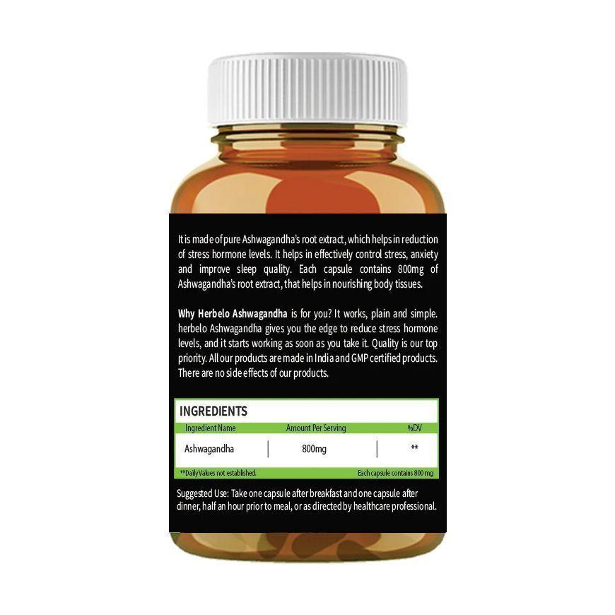 Ashwagandha (60 kapak, 800 mg), Ashwagandha, Herbelo Organikleri