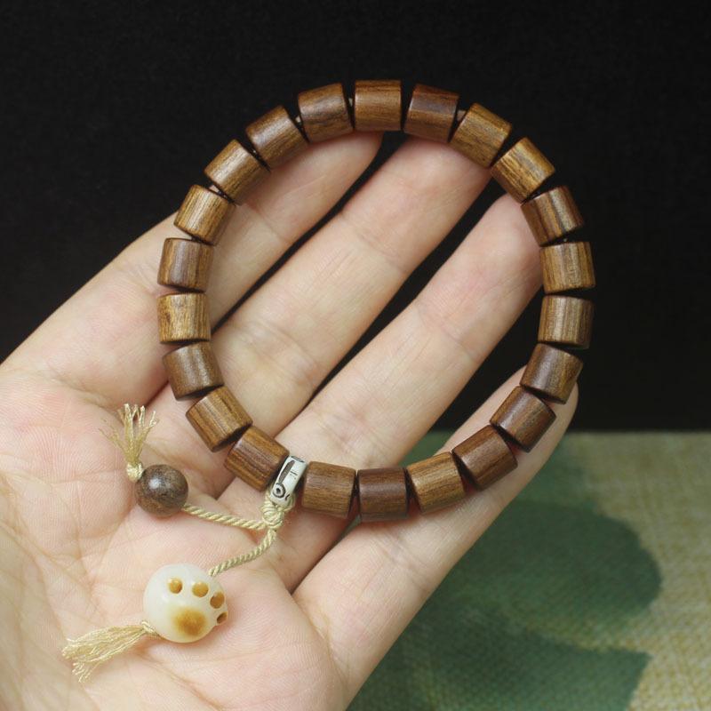 8mm Straight Cut Black Rosewood Bracelet Lotus Cat Paw Design Ladies Wooden Gift Hand Ornament
