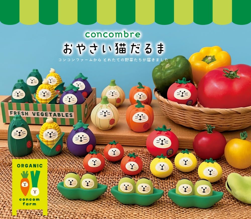 Decor Corporation Concombre Vegetable Cat Daruma, Corn, Size Approx. W3 D2.5 H4.2 ZCB-29835