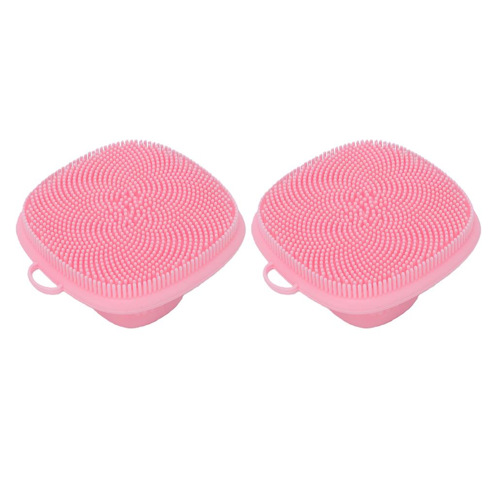 2pcs Silicone Face Scrubber with Hanging Hole Food Grade Water Proof Portable Face Exfoliator Scrubber Pink