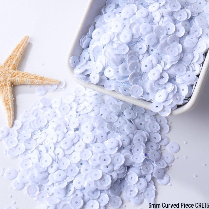 6mm Iridescent Silver Sequins: Laser Embossed Curved Pieces for DIY Embroidery, Wedding Dress Accessories, and Craft Ornaments.