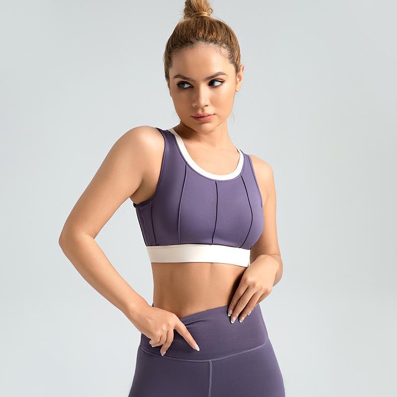 Color-Block Stripe High-Impact Yoga Sports Bra