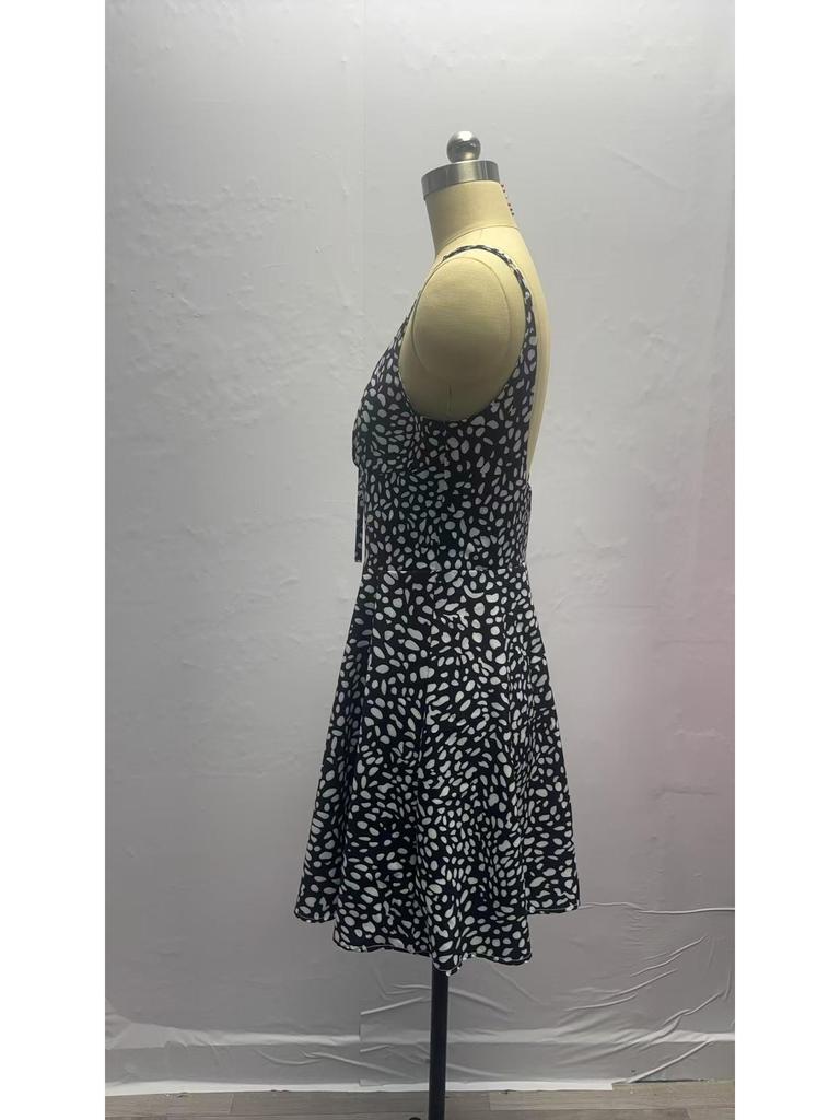 2025 Sommer Damen Europäisches & Amerikanisches Gepunktetes Ärmelloses Trägerkleid