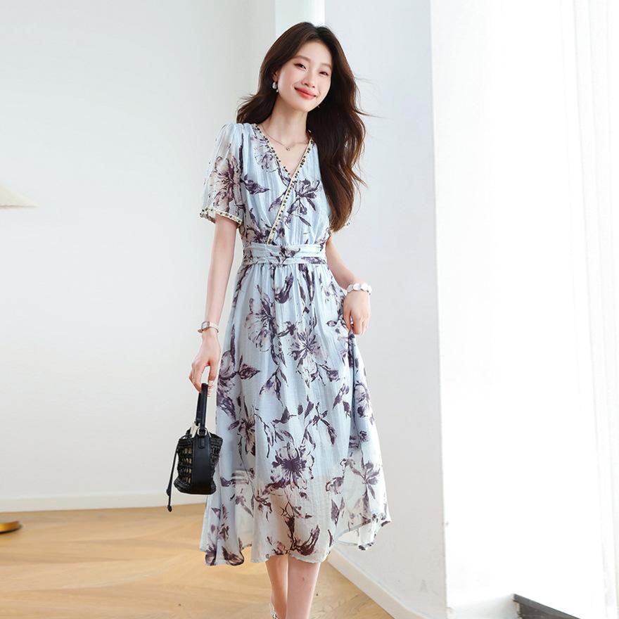 

Цветочная мода талия А-силуэт юбка женская летняя одежда новый дизайн с эффектом омоложения тренд платья S