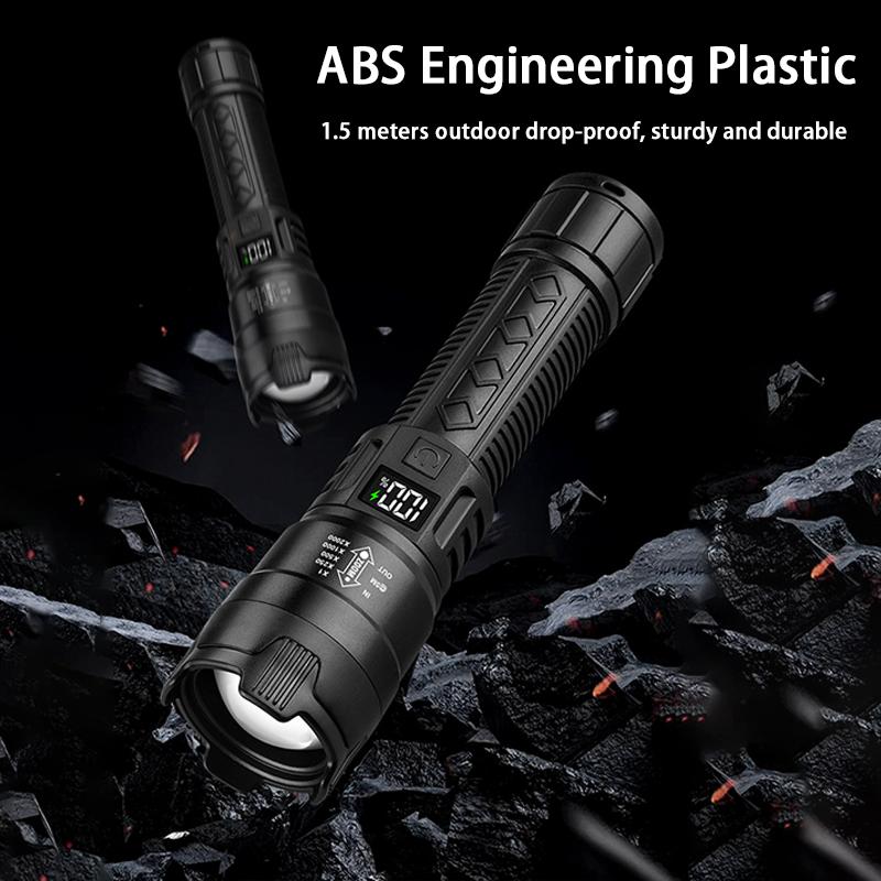 Led Flashlight Built-In Battery Usb Rechargeable Strong Light Torch Outdoor Camping Hiking Lantern