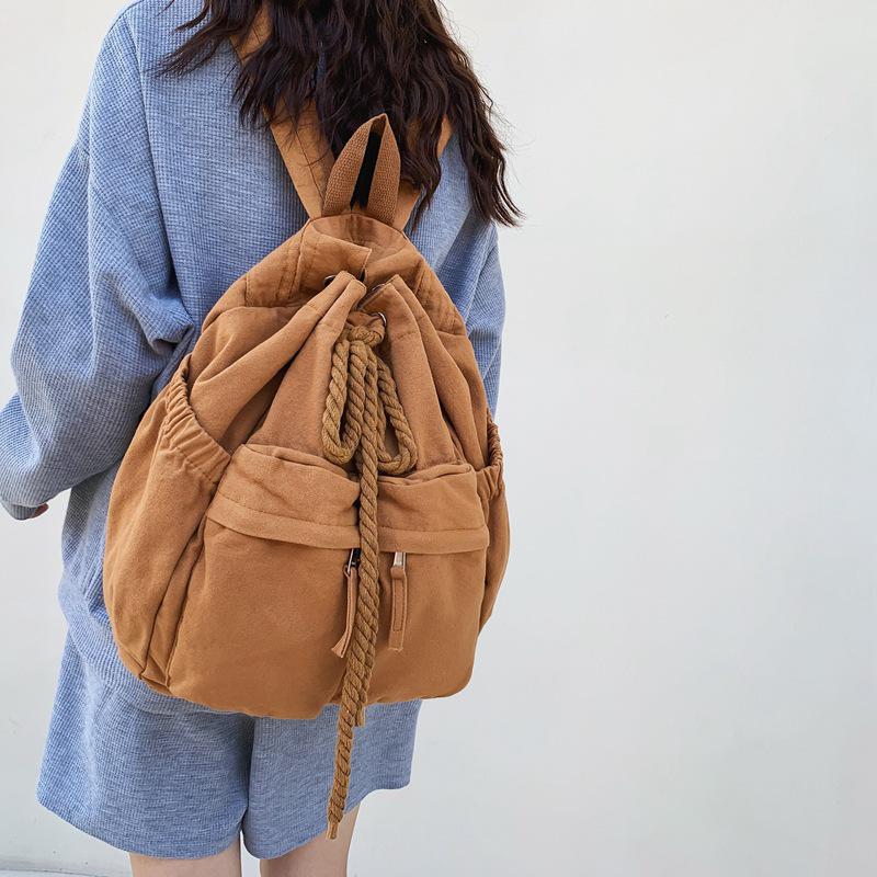 Trendiger Damen-Canvas-Rucksack mit Kordelzug - Cool, stilvoll, schlichtes Design für Studentinnen