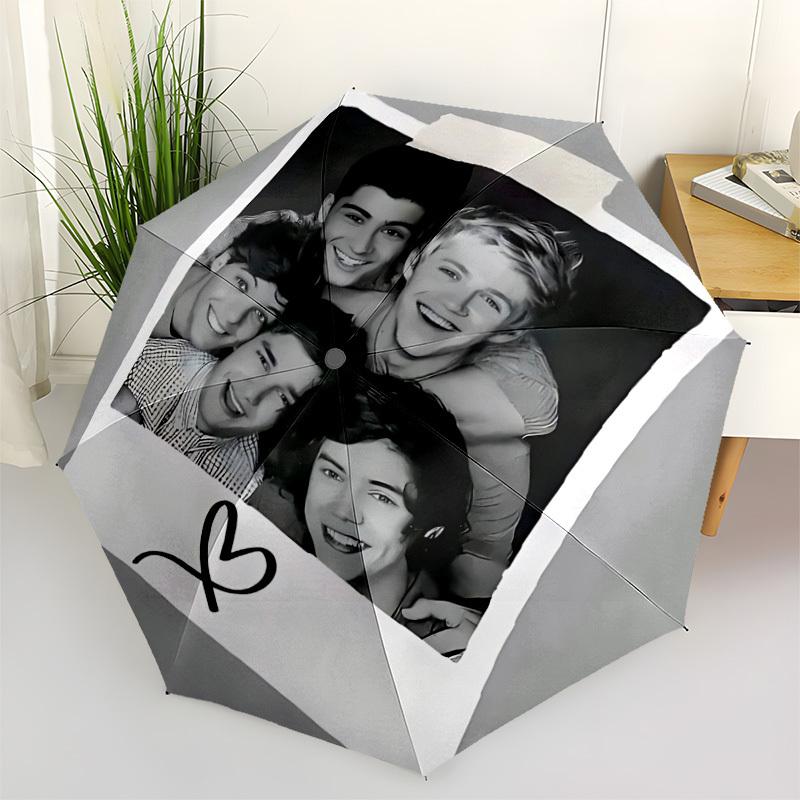 1pc One Direction Music Band Automatic Open/close Folding Portable Umbrella with 8-Rib Structure for Women/Men, All-Season Use a0901118
