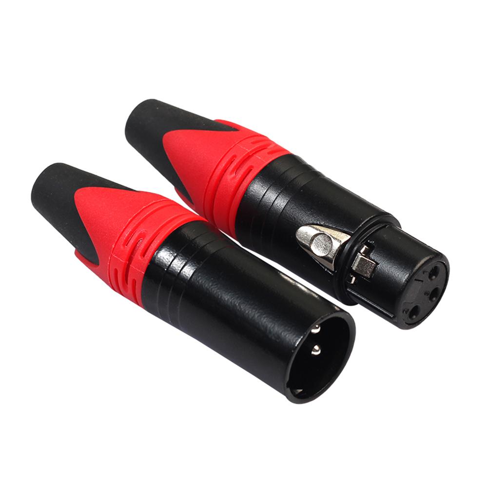 2pcs 3Pin XLR Female Male Microphone Audio Cable Plug DIY Connectors Adapters