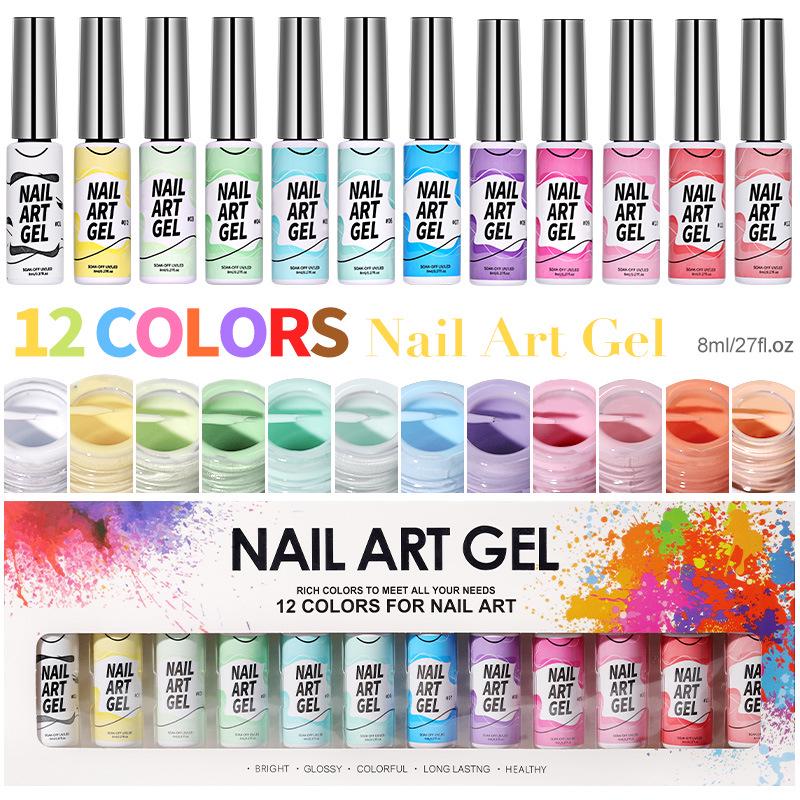

12-Color 3D Glitter Gel Nail Art Drawing Set