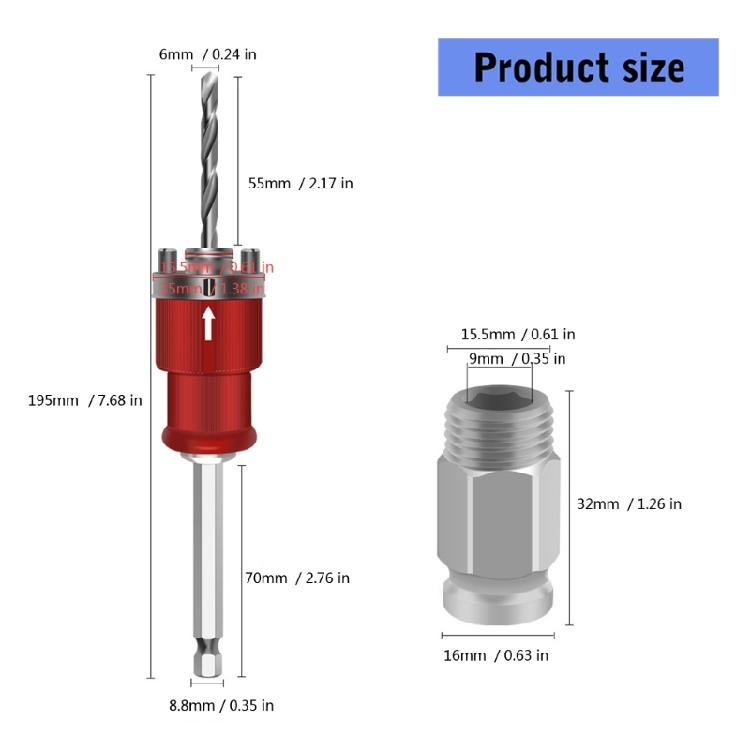 Universal Hex Handle Arbor with Quick Release Mechanism Suitable for 38mm+ Bi Metal&Pipe Cutter High Efficiency Drilling